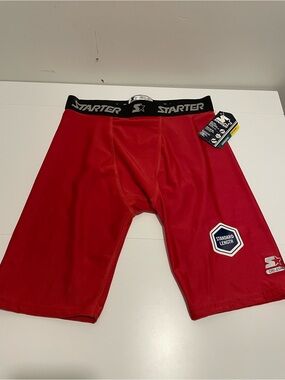 STARTER Brand NWT Men's Size Medium 32/34 Red Compression Shorts Crosstraining